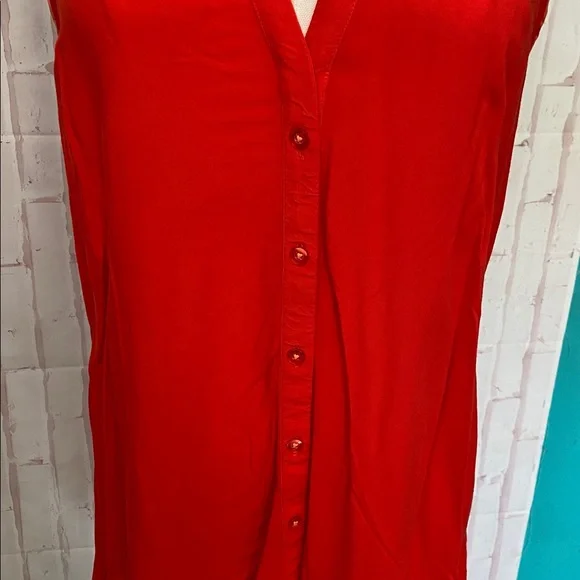 Anthropologie Maeve Red Sleeveless Button Down Top Size 12 - Picture 5 of 9